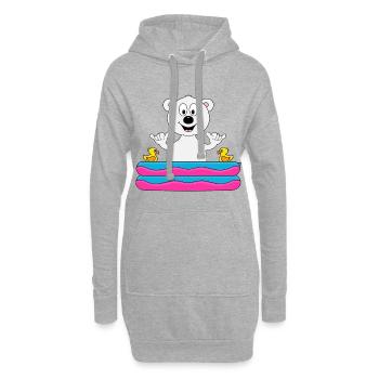 EISBÄR - POOL - PLANSCHBECKEN - SOMMER - TIERISCH - Hoodie-Kleid - Grau meliert - Vorne