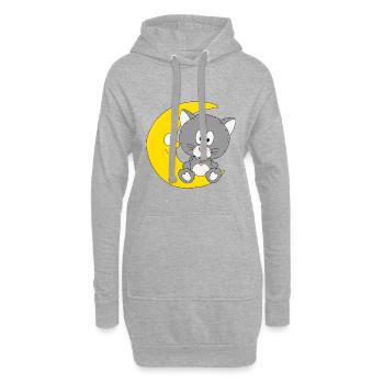 MOND - KATZE - TIER - KIND - BABY - Hoodie-Kleid - Grau meliert - Vorne