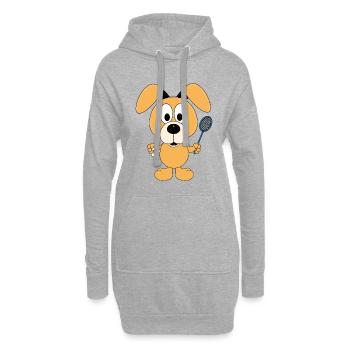 HUND - SPORT - FEDERBALL - BADMINTON - TIER - FUN - Hoodie-Kleid - Grau meliert - Vorne