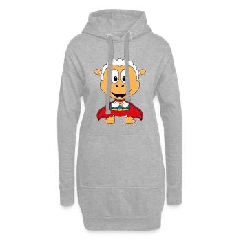 SUPERHELD - SCHAF - TIER - KIND - BABY - FUN - Hoodie-Kleid - Grau meliert - Vorne