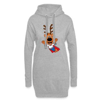 REH - SUPERHELD - TIER - TIERISCH - KIND - BABY - Hoodie-Kleid - Grau meliert - Vorne