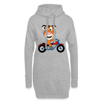 TIGER - MOTORRAD - BIKER - MOTORRADFAHRER - TIER - Hoodie-Kleid - Grau meliert - Vorne