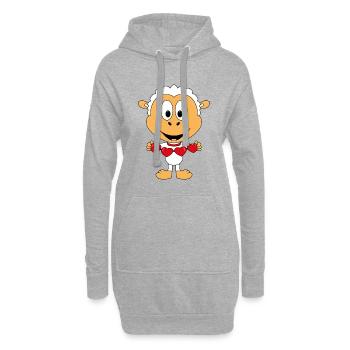 SCHAF - HERZEN - LIEBE - LOVE - TIER - TIERISCH - Hoodie-Kleid - Grau meliert - Vorne
