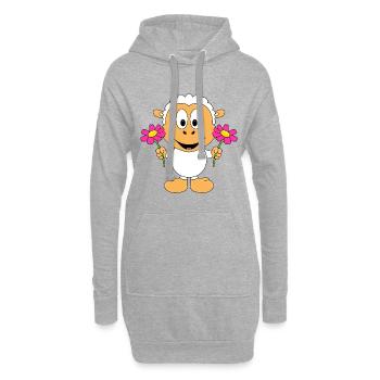 BLUMEN - BLÜMCHEN - SCHAF - TIER - TIERISCH - LOVE - Hoodie-Kleid - Grau meliert - Vorne