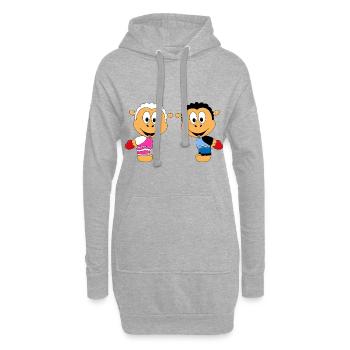 SCHAFE - LIEBE - TIERE - TIERISCH - VERLIEBT - Hoodie-Kleid - Grau meliert - Vorne