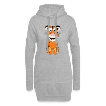 TIGER - REISE - KOFFER - URLAUB - FERIEN - TIER - Hoodie-Kleid - Grau meliert - Vorne