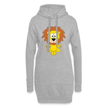 YOGA - PILATES - LÖWE - TIER - TIERISCH - FUN - Hoodie-Kleid - Grau meliert - Vorne