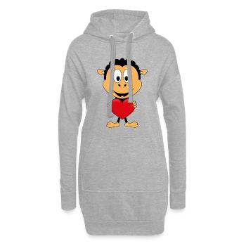 SCHAF - HERZ - LIEBE - LOVE - TIER - KIND - BABY - Hoodie-Kleid - Grau meliert - Vorne