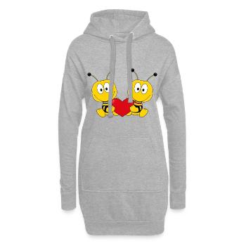BIENEN - BINE - HERZ - LIEBE - VERLIEBT - TIERISCH - Hoodie-Kleid - Grau meliert - Vorne