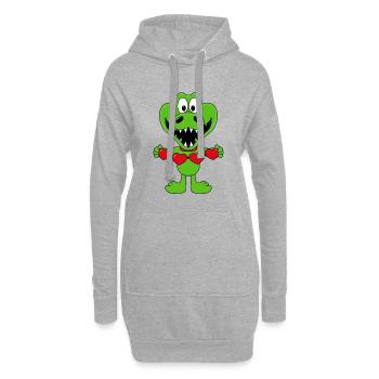 KROKODIL - LIEBE - LOVE - TIER - KINDER - BABY - Hoodie-Kleid - Grau meliert - Vorne