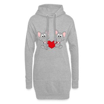 RATTEN - LIEBE - LOVE - TIER - TIERISCH - VERLIEBT - Hoodie-Kleid - Grau meliert - Vorne