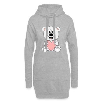 EISBÄR - HERZ - LIEBE - TIER - KINDER - BABY - Hoodie-Kleid - Grau meliert - Vorne