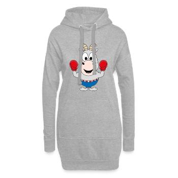 BOXER - ZIEGE - BOXEN - SPORT - TIERISCH - Hoodie-Kleid - Grau meliert - Vorne