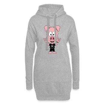 MUSIK - SCHWEIN - FESTIVAL - METAL - ROCK - TIER - Hoodie-Kleid - Grau meliert - Vorne