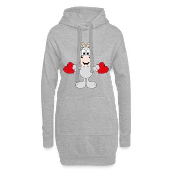 LIEBE - LOVE - ZIEGE - TIER - KINDER - BABY - Hoodie-Kleid - Grau meliert - Vorne