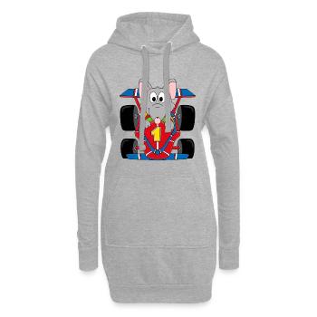 AUTO - RATTE - RENNAUTO - RENNFAHRER - TIERISCH - Hoodie-Kleid - Grau meliert - Vorne