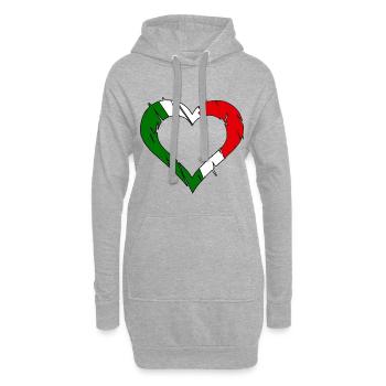 Un cœur pour les Italiens - Sweat-shirt à capuche long Femme - gris chiné - Devant