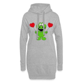 KROKODIL - LUFTBALLONS - LIEBE - LOVE - TIER - Hoodie-Kleid - Grau meliert - Vorne