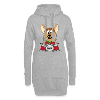 HYÄNE - SCHLAGZEUGER - MUSIKER - BAND - TIER - Hoodie-Kleid - Grau meliert - Vorne