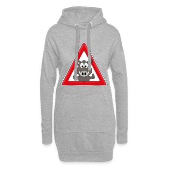 ACHTUNG WILDSCHWEIN - VERKEHRSSCHILD - AUTO - TIER - Hoodie-Kleid - Grau meliert - Vorne