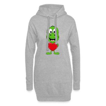 DINO - DINOSAURIER - LIEBE - LOVE - HERZ - Hoodie-Kleid - Grau meliert - Vorne