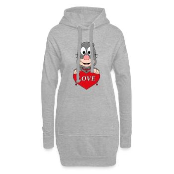 MAULWURF - LIEBE - LOVE - HERZ - TIERISCH - Hoodie-Kleid - Grau meliert - Vorne