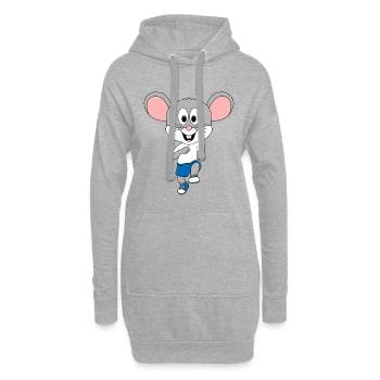 MAUS - SPORT - LAUFEN - JOGGEN - MARATHON - TIER - Hoodie-Kleid - Grau meliert - Vorne