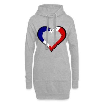 Un cœur pour la France - Sweat-shirt à capuche long Femme - gris chiné - Devant