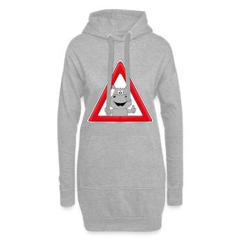 ACHTUNG - NILPFERD - FLUSSPFERD - HIPPO - TIER - Hoodie-Kleid - Grau meliert - Vorne