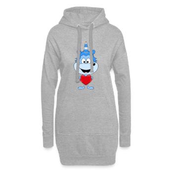 EINHORN - LIEBE - LOVE - VERLIEBT - HERZ - Hoodie-Kleid - Grau meliert - Vorne