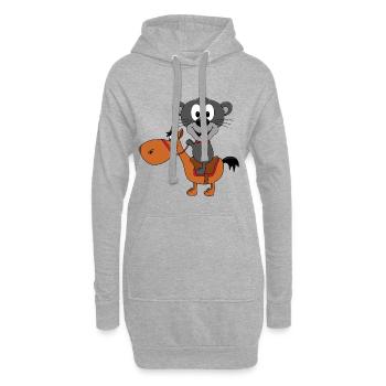 PANTHER - PFERD - REITEN - REITSPORT - TIERISCH - Hoodie-Kleid - Grau meliert - Vorne