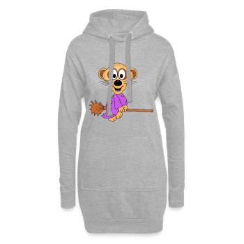 ERDMÄNNCHEN - HEXE - HEXENBESEN - TIERISCH - Hoodie-Kleid - Grau meliert - Vorne
