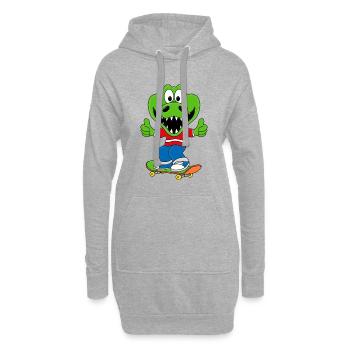 KROKODIL - SAKTEBOARD - FUNSPORT - TIERISCH - Hoodie-Kleid - Grau meliert - Vorne