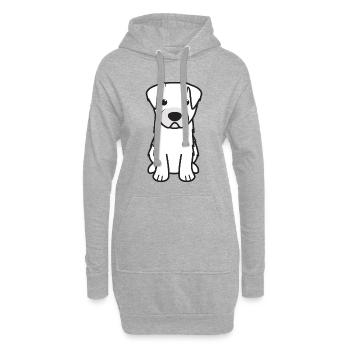 Bichon Yorkie Dog Cartoon Kawaii Illustration - Sweat-shirt à capuche long Femme - gris chiné - Devant