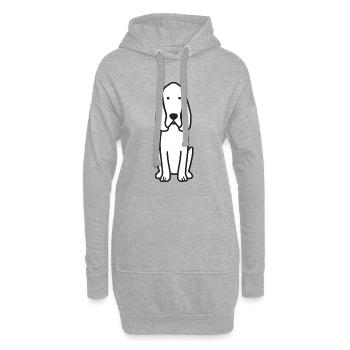 Bloodhound Dog Cartoon Kawaii Illustration - Sweat-shirt à capuche long Femme - gris chiné - Devant