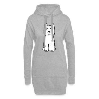 Briard Dog Cartoon Kawaii Illustration - Sweat-shirt à capuche long Femme - gris chiné - Devant
