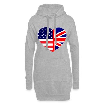 Britisch Amerikanische Liebe - Hoodie-Kleid - Grau meliert - Vorne