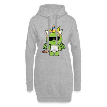 Petit Motif Dragon Bébé Fille Sweet Green Cool - Sweat-shirt à capuche long Femme - gris chiné - Devant