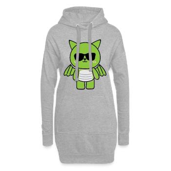 Petit Motif Dragon Bébé Jeune Doux Vert cool - Sweat-shirt à capuche long Femme - gris chiné - Devant