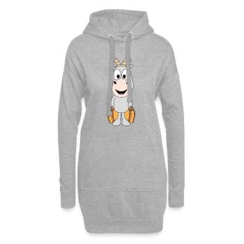 ZIEGE - KOFFER - REISE - URLAUB - FERIEN - TIER - Hoodie-Kleid - Grau meliert - Vorne