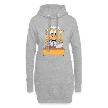SCHAF - SCHREIBTISCH - ARBEIT - CHEF - MITARBEITER - Hoodie-Kleid - Grau meliert - Vorne