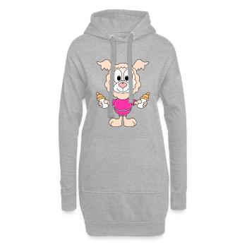 LAMA - ALPAKA - BABY - KIND - TIER - GEBURT - Hoodie-Kleid - Grau meliert - Vorne