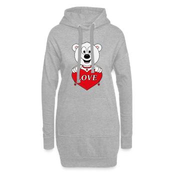 EISBÄR - LIEBE - LOVE - HERZ - TIER - TIERISCH - Hoodie-Kleid - Grau meliert - Vorne