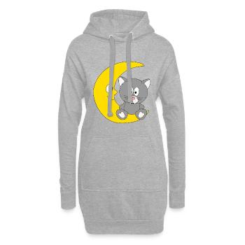 KATZE - MOND - TIER - KIND - BABY - FUN - Hoodie-Kleid - Grau meliert - Vorne
