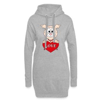 ALPAKA - LAMA - HERZ - LIEBE - LOVE - TIER - Hoodie-Kleid - Grau meliert - Vorne