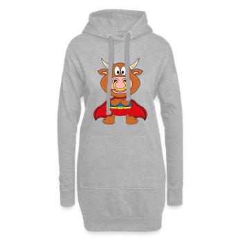 BULLE - KUH - STIER - SUPERHELD - TIER - BABY - Hoodie-Kleid - Grau meliert - Vorne