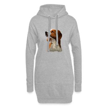 Amerikanisches Englisch Coonhound Dog Sketch Illustration - Hoodie-Kleid - Grau meliert - Vorne