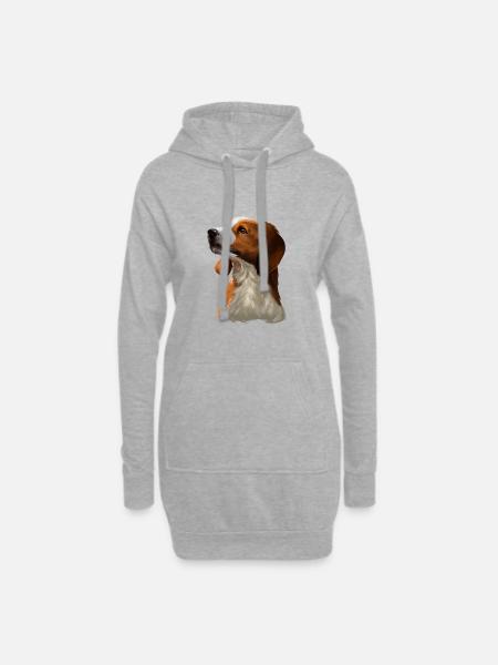 Amerikanisches Englisch Coonhound Dog Sketch Illustration - Hoodie-Kleid - Grau meliert