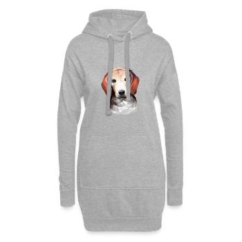 Estnischer Hund Aquarell Kunst Illustration - Hoodie-Kleid - Grau meliert - Vorne