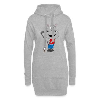 GOLF - GOLFER - GOLFSPIELER - NILPFERD - HIPPO - Hoodie-Kleid - Grau meliert - Vorne